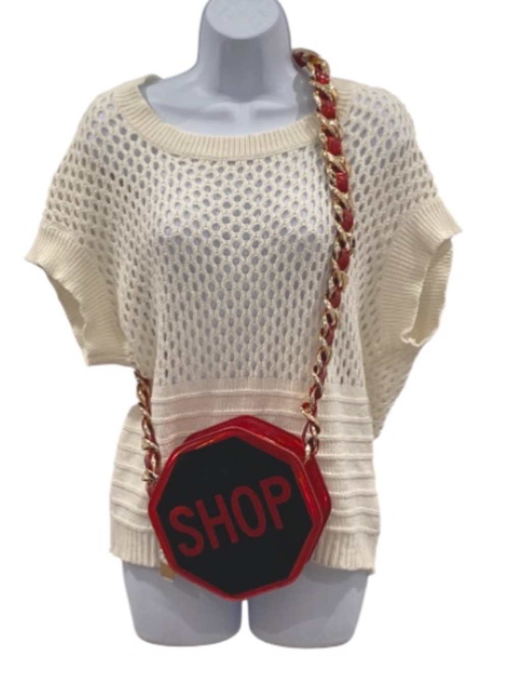 Hello 3 Am Women's Shop Red & Black Octagon Crossbody Bag